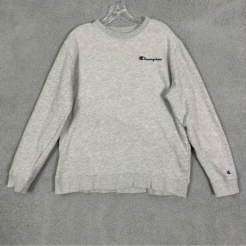 Champion French Terry Gray Pullover Lightweight Crewneck Sweater Mens M